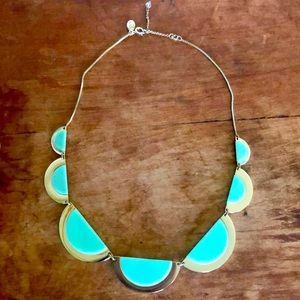 Ann Taylor Loft Necklace - Gold & Aqua Half Moons
